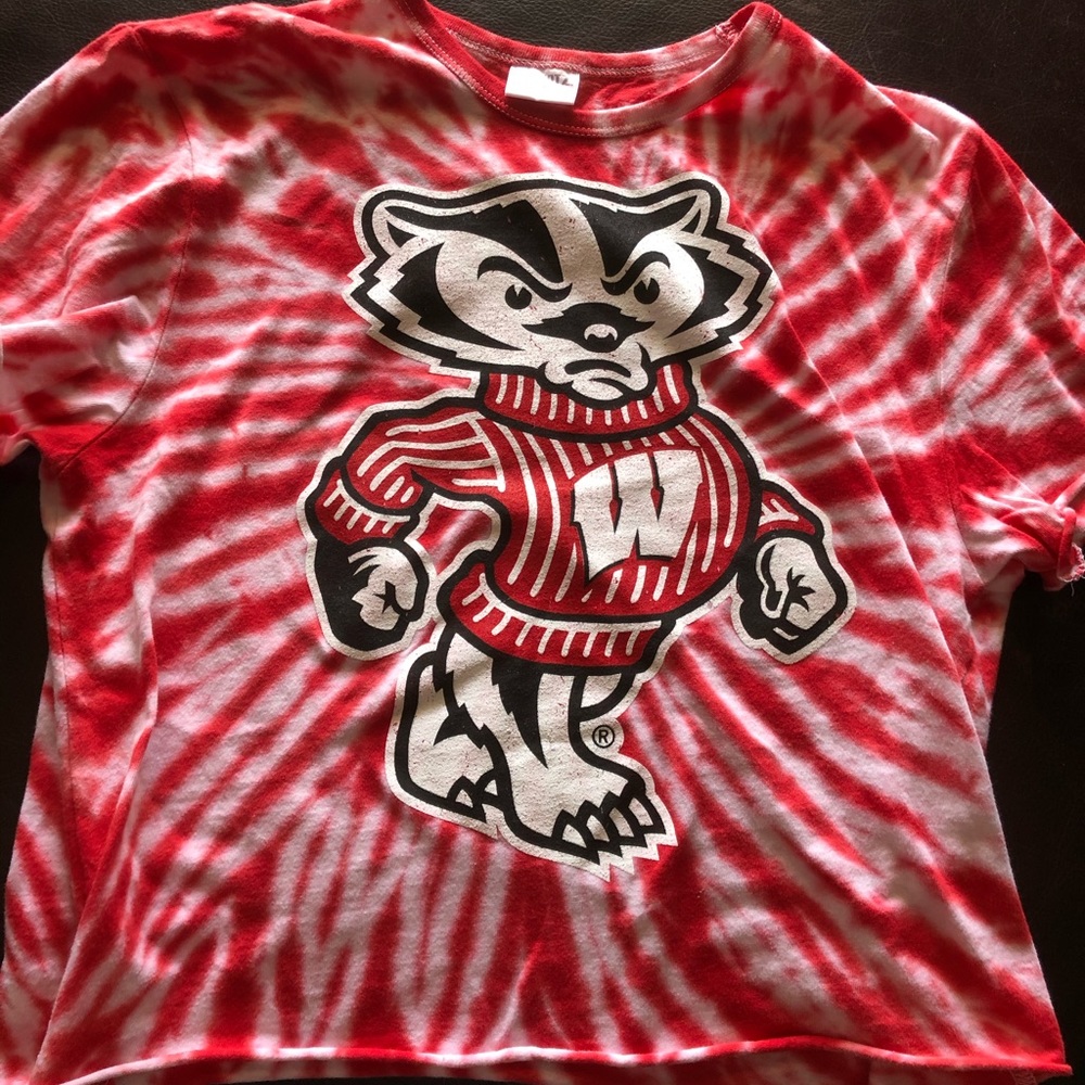 Wisconsin badger tye dye boutique cropped shirt